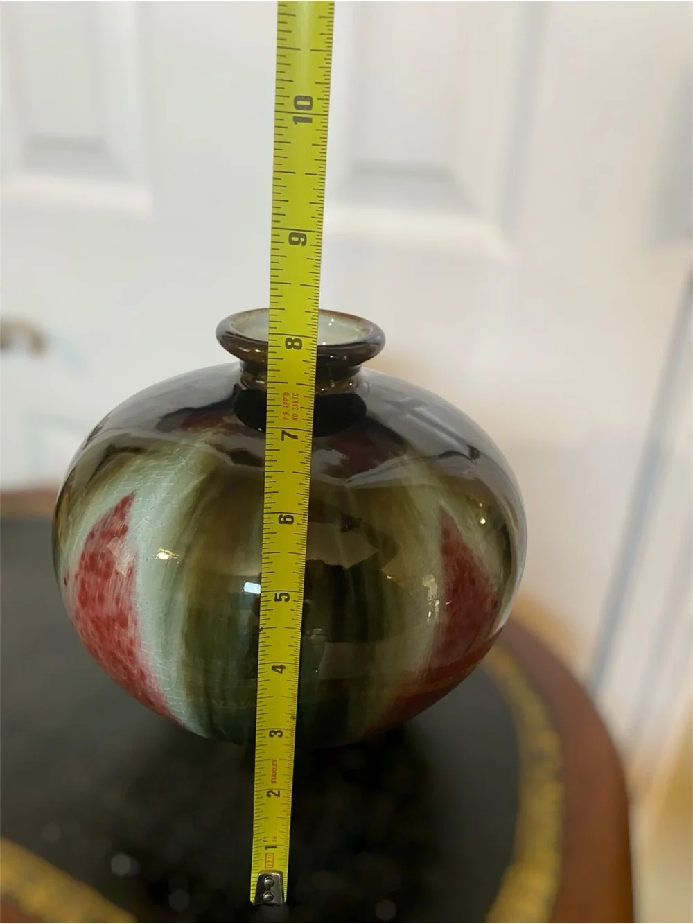 Exquisite Iridescent Studio Art Pottery Bulbous Vase Glazed Ceramic Flower Pot